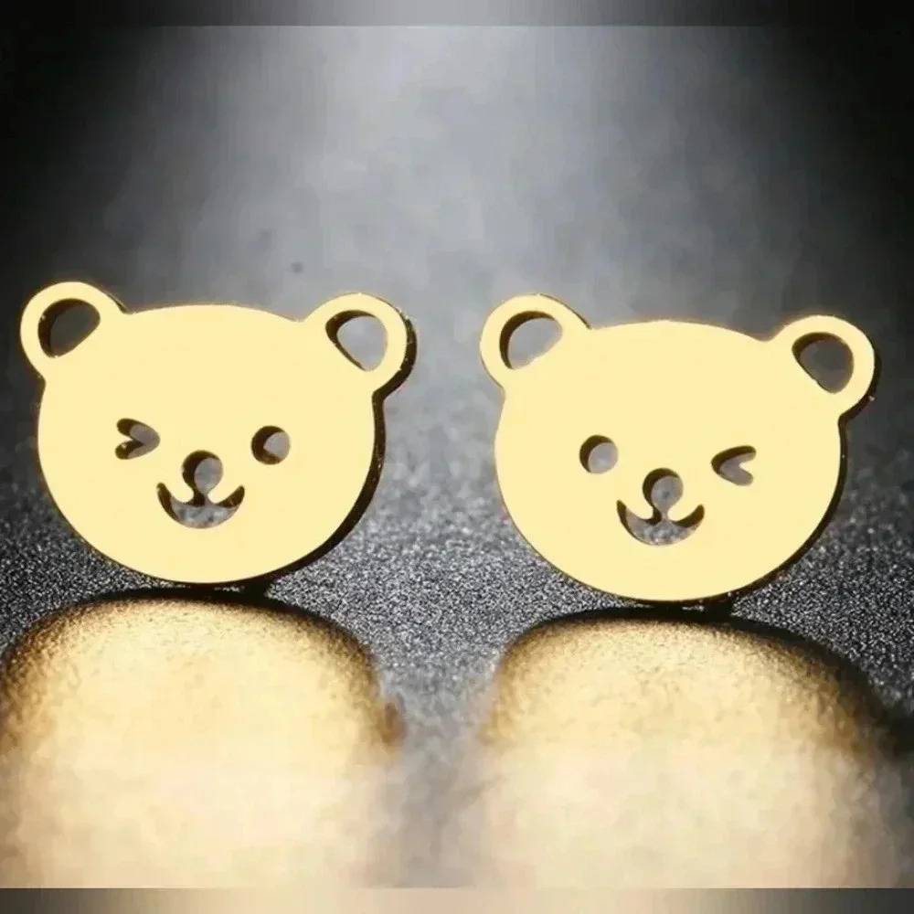 Baby teddy Bear Hot Stainless Steel Earring